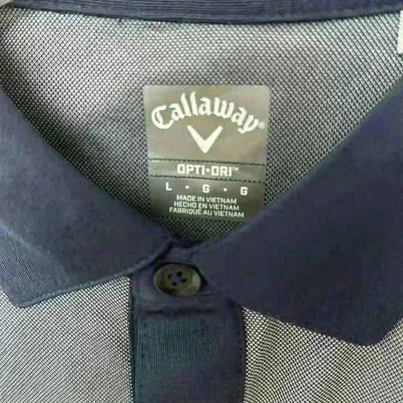 Callaway Men’s (L) Short Sleeve Birdseye Block Polo, Grey, Blue and White Stripe - Picture 2 of 7